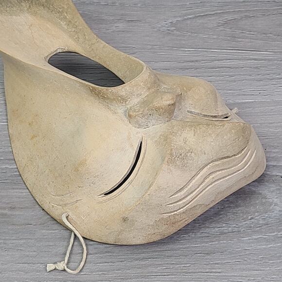 Hibiscus Wood Carved Mask Indonesia Scream Sing Emotion Theatric Face - Picture 5 of 8